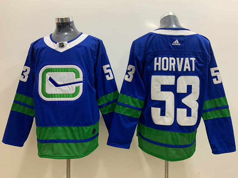 Mens Vancouver Canucks #53 Bo Horva adidas Alternate Blue Third Player Jersey Mens Vancouver Canucks #53 Bo Horva adidas Alternate Blue Third Player Jersey